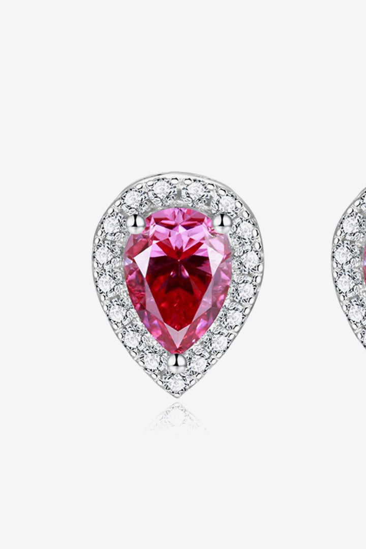 2 Carat Moissanite Teardrop Stud Earrings in Rose-Earrings-Inspired by Justeen-Women's Clothing Boutique