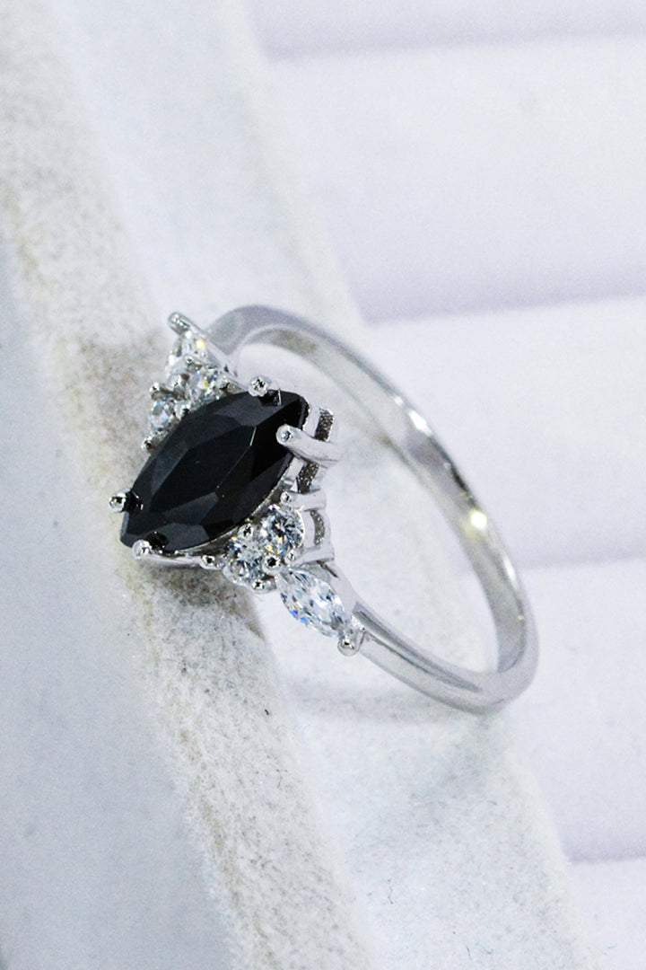925 Sterling Silver Black Agate Ring-Rings-Inspired by Justeen-Women's Clothing Boutique in Chicago, Illinois