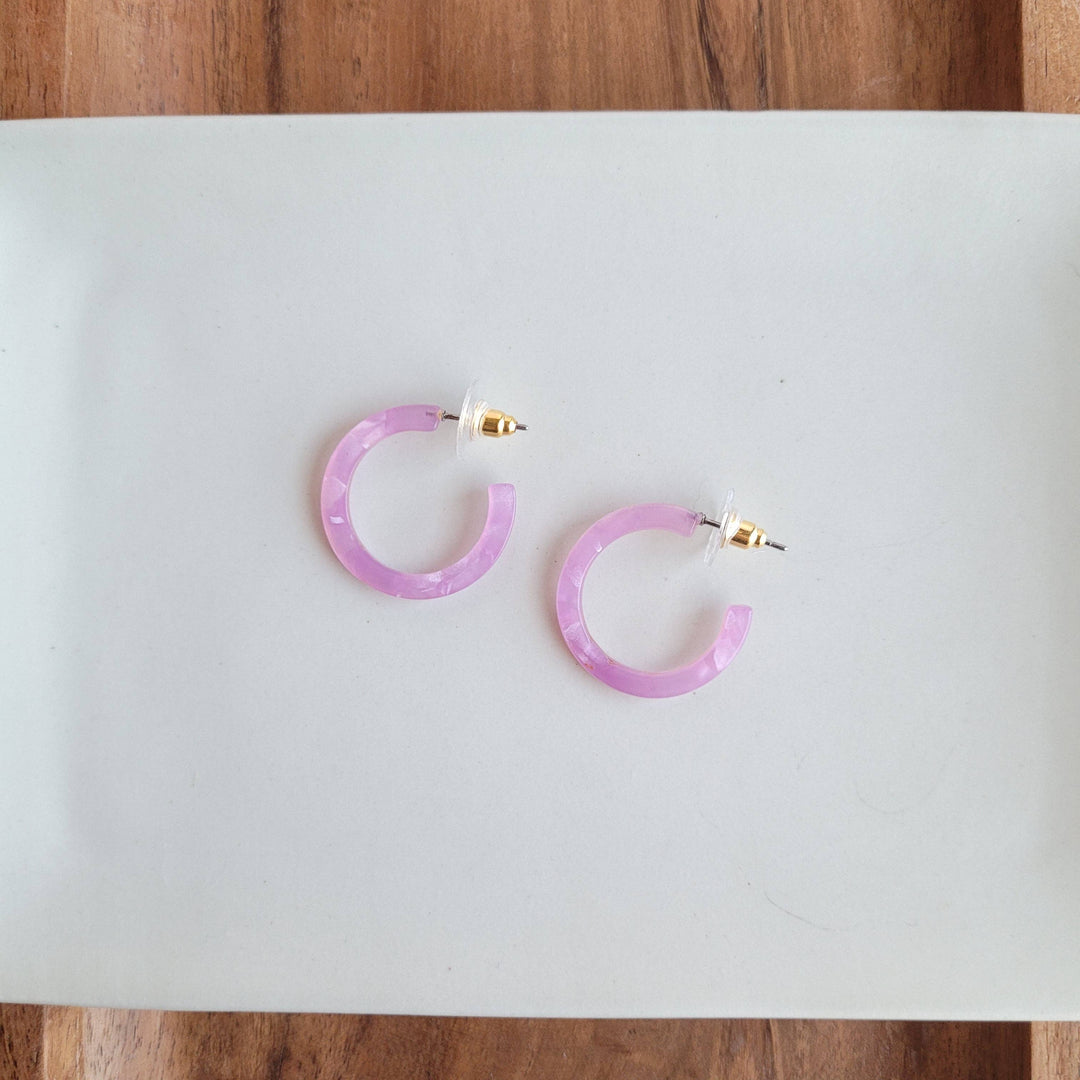 Cam Mini Hoops, Purple-Earrings-Inspired by Justeen-Women's Clothing Boutique in Chicago, Illinois