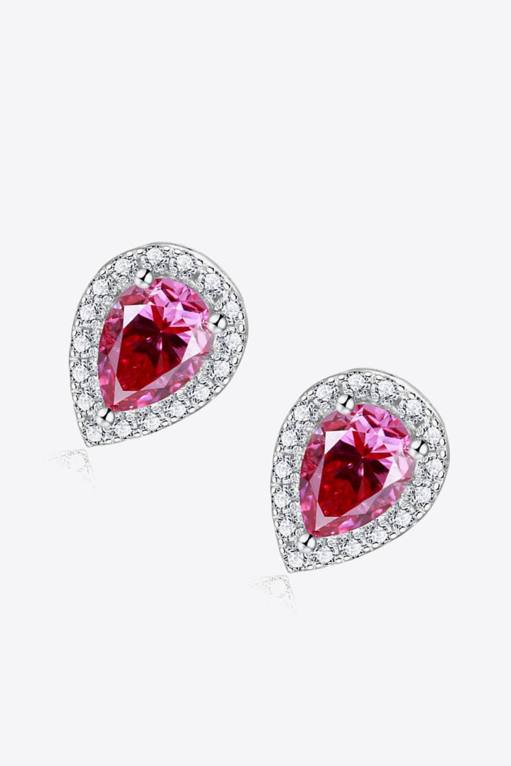 2 Carat Moissanite Teardrop Stud Earrings in Rose-Earrings-Inspired by Justeen-Women's Clothing Boutique