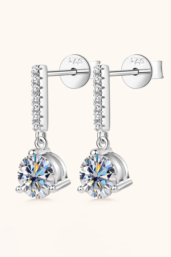 2 Carat Moissanite 925 Sterling Silver Drop Earrings-Earrings-Inspired by Justeen-Women's Clothing Boutique in Chicago, Illinois