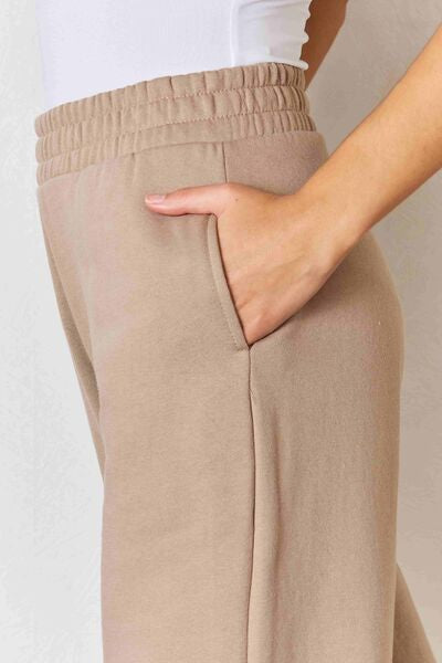 RISEN Wide Waistband Slit Wide Leg Pants-Pants-Inspired by Justeen-Women's Clothing Boutique in Chicago, Illinois