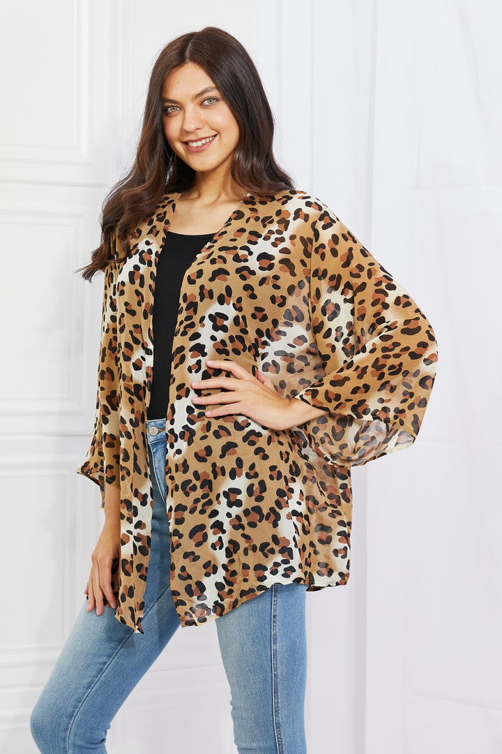 Melody Wild Muse Full Size Animal Print Kimono in Camel-Cardigans + Kimonos-Inspired by Justeen-Women's Clothing Boutique in Chicago, Illinois