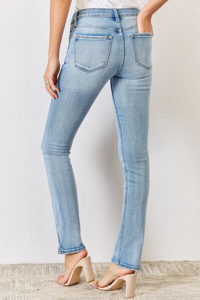 Kancan Full Size Mid Rise Y2K Slit Bootcut Jeans-Denim-Inspired by Justeen-Women's Clothing Boutique