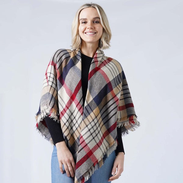 Nora Plaid Blanket Scarf Wrap-Scarves-Inspired by Justeen-Women's Clothing Boutique in Chicago, Illinois