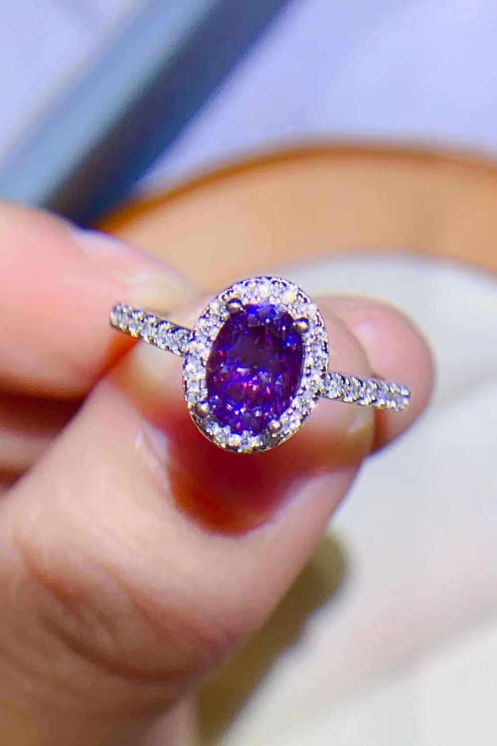 925 Sterling Silver 1 Carat Purple Moissanite Ring-Rings-Inspired by Justeen-Women's Clothing Boutique in Chicago, Illinois