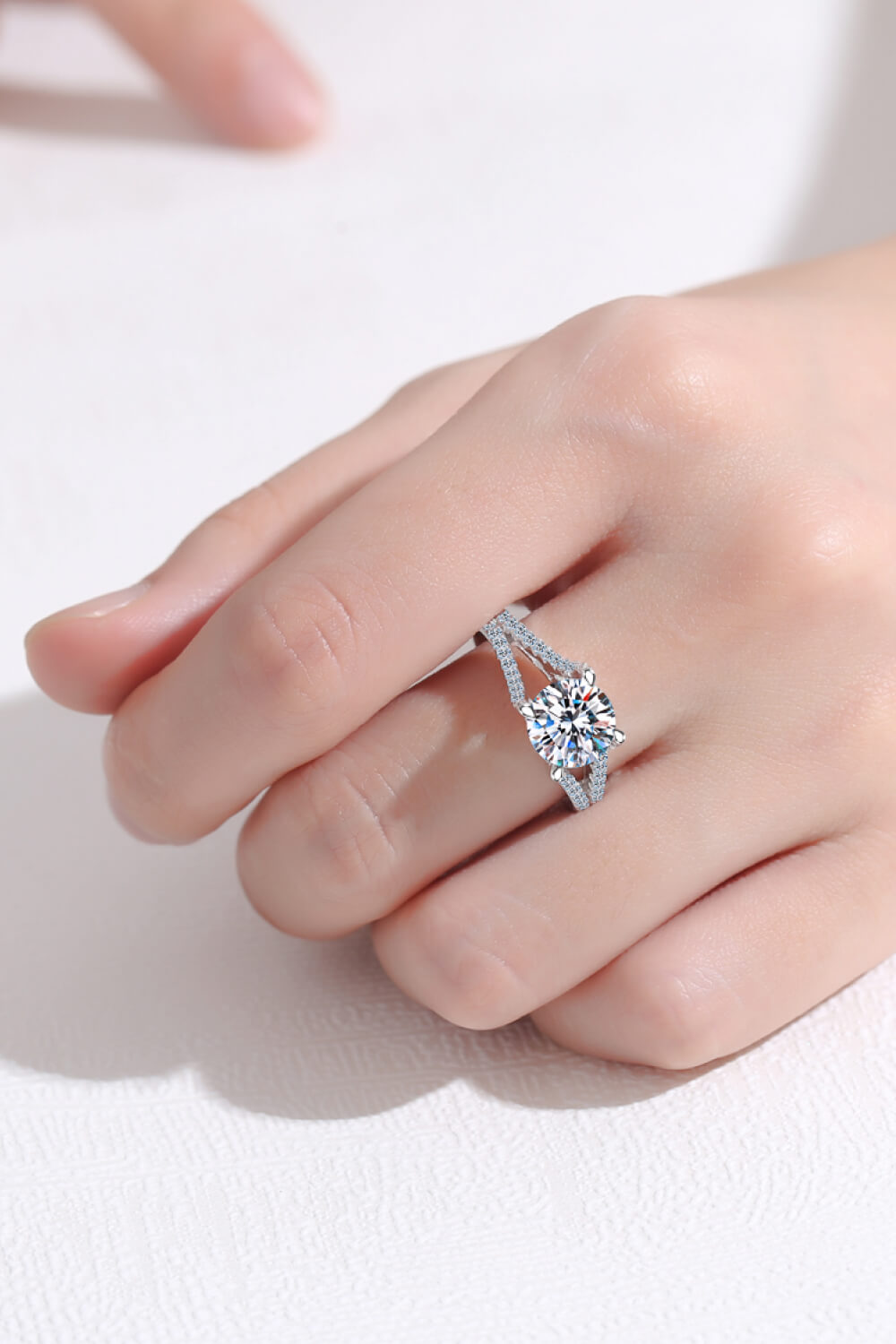 Stylish Moissanite Sterling Silver Ring-Rings-Inspired by Justeen-Women's Clothing Boutique in Chicago, Illinois