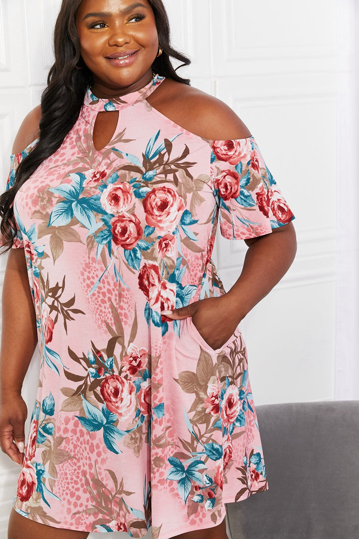 Sew In Love Full Size Fresh-Cut Flowers Cold-Shoulder Dress-Dresses-Inspired by Justeen-Women's Clothing Boutique in Chicago, Illinois