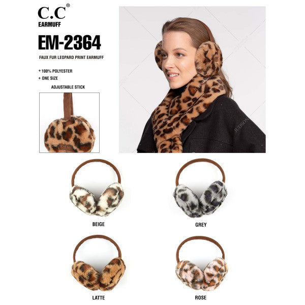 C.C. Brand Faux Fur Leopard Earmuffs-Hats-Inspired by Justeen-Women's Clothing Boutique in Chicago, Illinois
