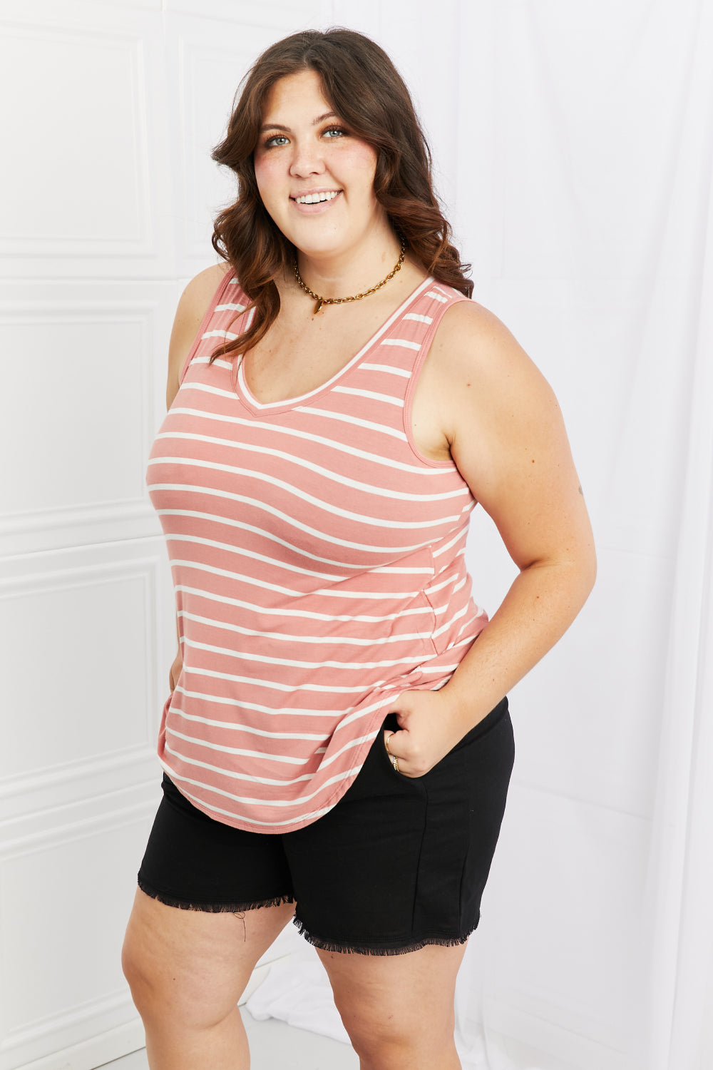 Zenana Find Your Path Full Size Sleeveless Striped Top-Tank Tops-Inspired by Justeen-Women's Clothing Boutique