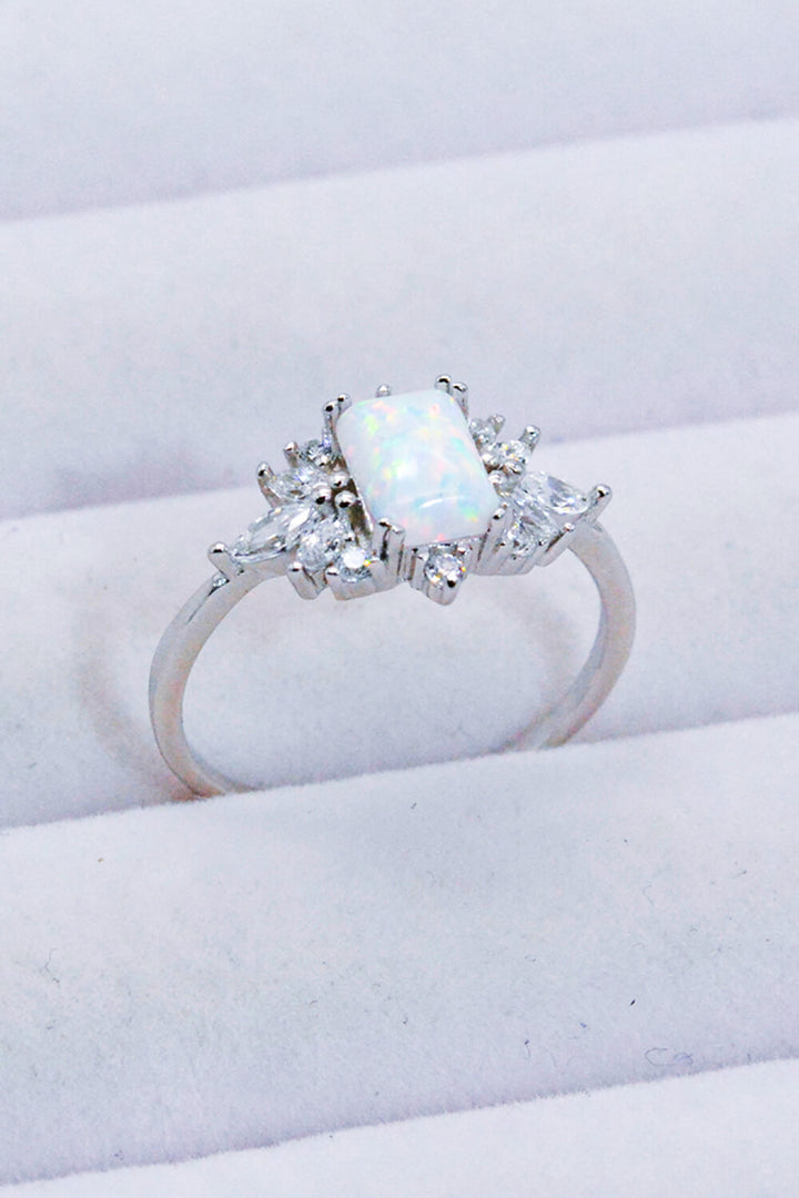 925 Sterling Silver Zircon and Opal Ring-Rings-Inspired by Justeen-Women's Clothing Boutique in Chicago, Illinois