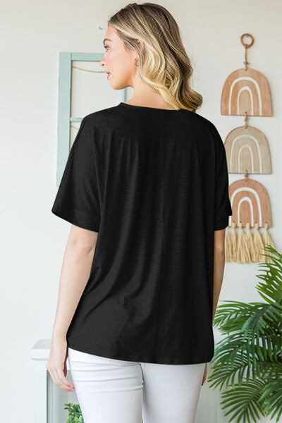Heimish Full Size V-Neck Short Sleeve T-Shirt-100 Short Sleeve Tops-Inspired by Justeen-Women's Clothing Boutique in Chicago, Illinois