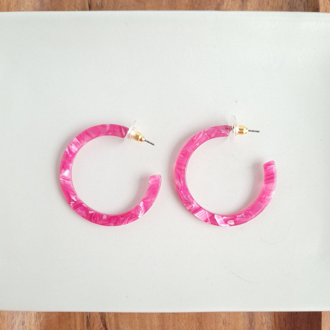 Camy Hoops, Raspberry-Earrings-Inspired by Justeen-Women's Clothing Boutique in Chicago, Illinois