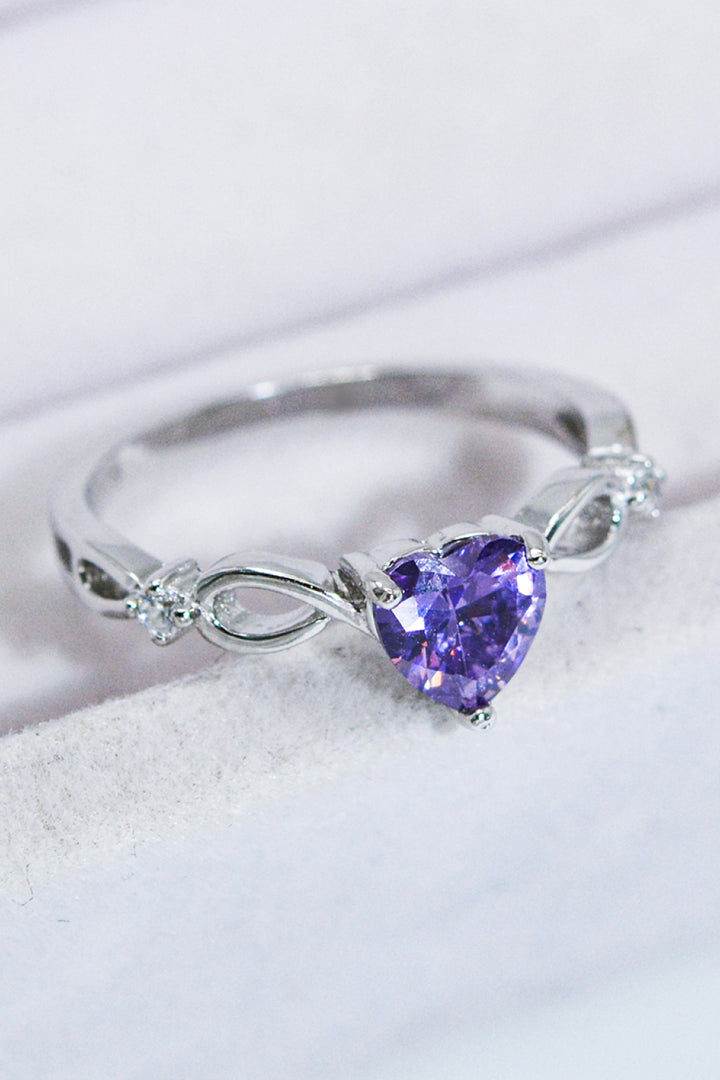 Crystal Heart 925 Sterling Silver Ring-Rings-Inspired by Justeen-Women's Clothing Boutique in Chicago, Illinois