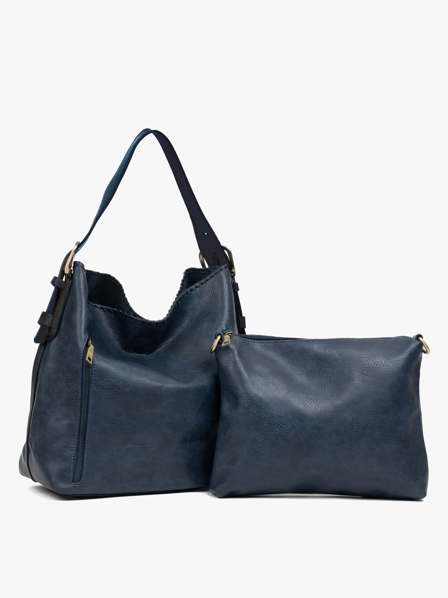 Alexa 2-in-1 Bag with Dual Zip Compartments, Navy-Purses-Inspired by Justeen-Women's Clothing Boutique in Chicago, Illinois
