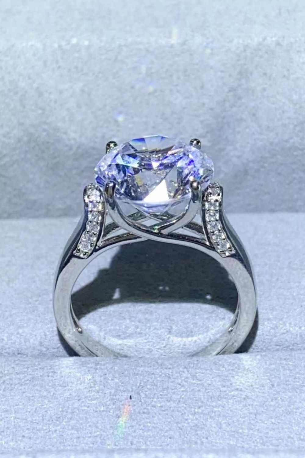 5 Carat Moissanite Platinum-Plated Ring-Rings-Inspired by Justeen-Women's Clothing Boutique in Chicago, Illinois