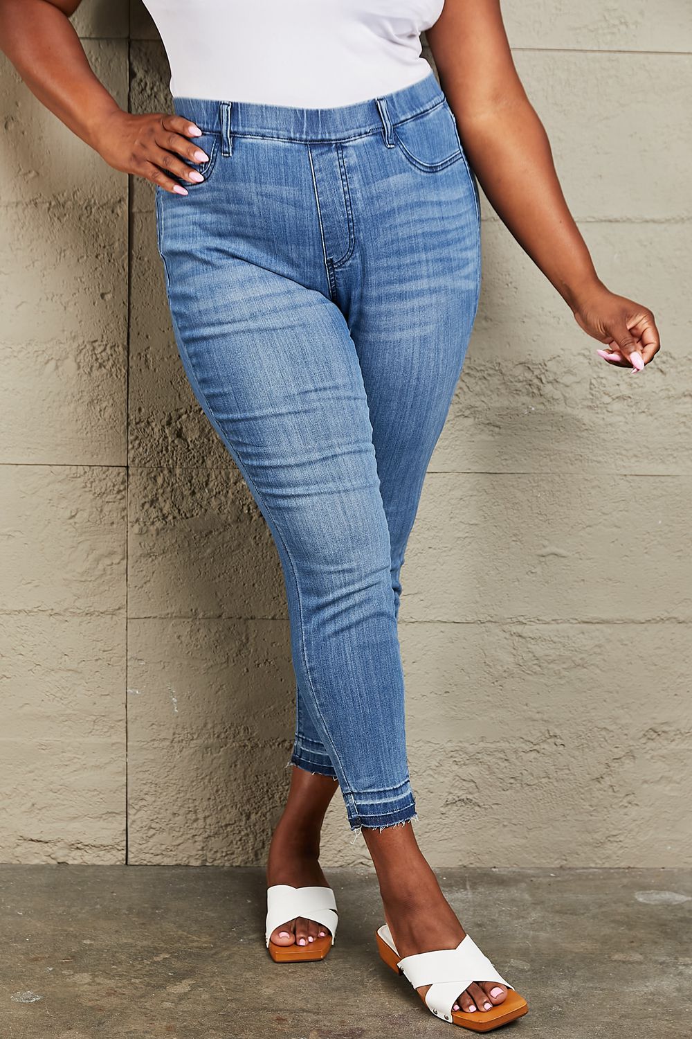 Judy Blue Janavie Full Size High Waisted Pull On Skinny Jeans-Denim-Inspired by Justeen-Women's Clothing Boutique in Chicago, Illinois