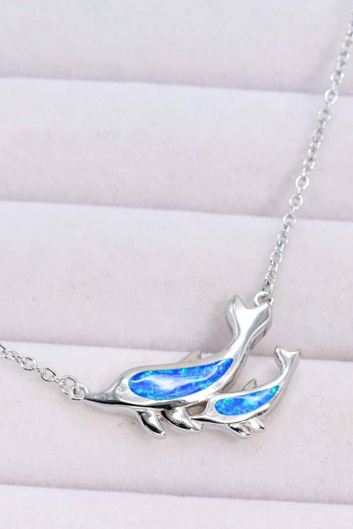 Opal Dolphin Chain-Link Necklace-Necklaces-Inspired by Justeen-Women's Clothing Boutique in Chicago, Illinois
