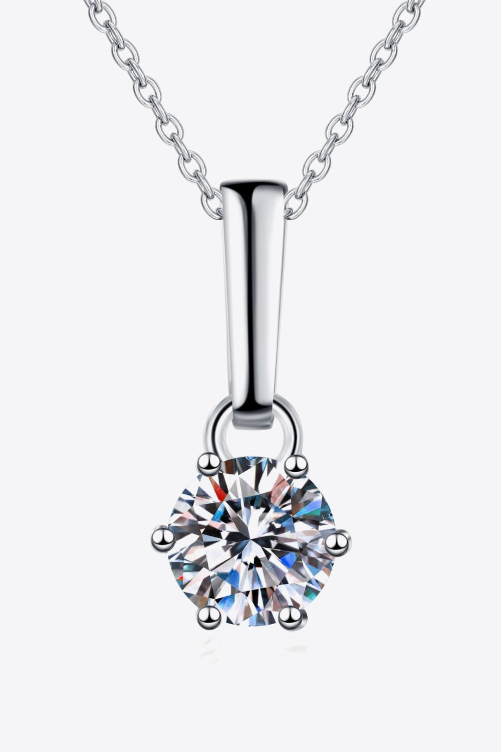 1 Carat Moissanite 925 Sterling Silver Chain-Link Necklace-Necklaces-Inspired by Justeen-Women's Clothing Boutique in Chicago, Illinois