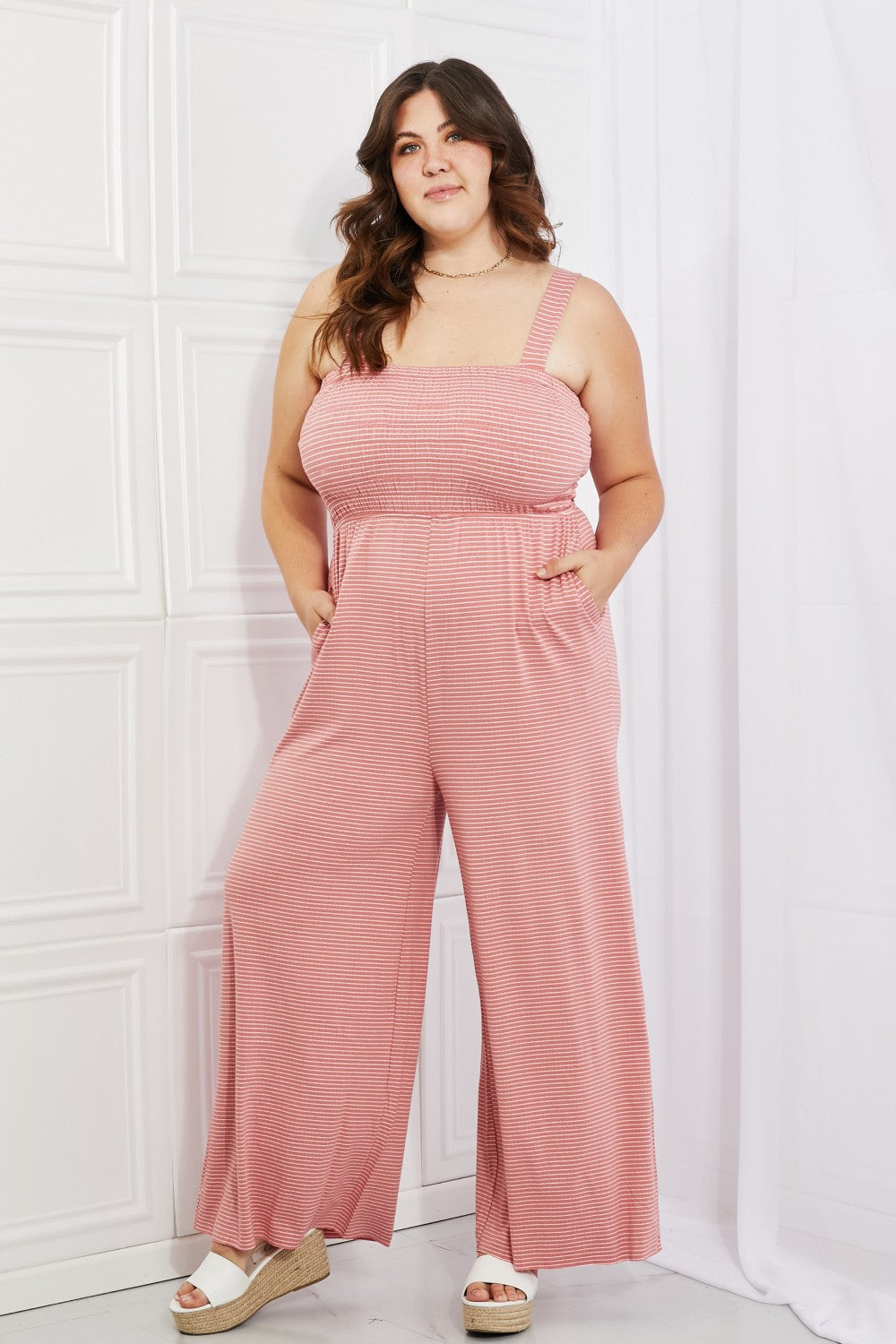 Zenana Only Exception Full Size Striped Jumpsuit-Jumpsuits-Inspired by Justeen-Women's Clothing Boutique in Chicago, Illinois