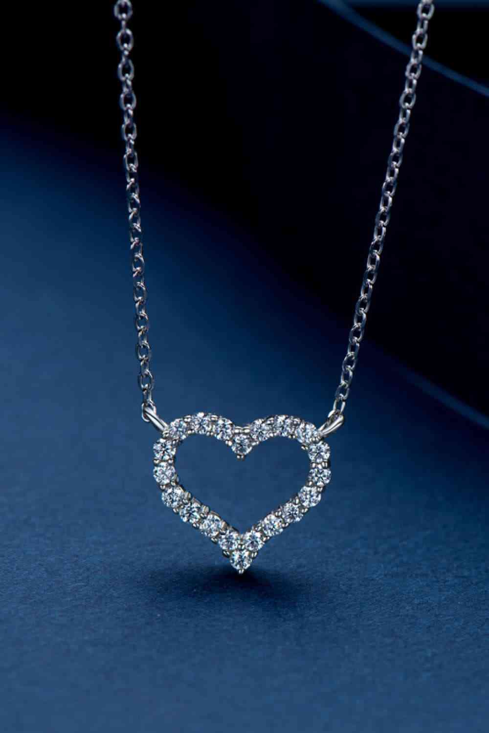 Adored Moissanite Platinum-Plated Heart Necklace-Necklaces-Inspired by Justeen-Women's Clothing Boutique in Chicago, Illinois