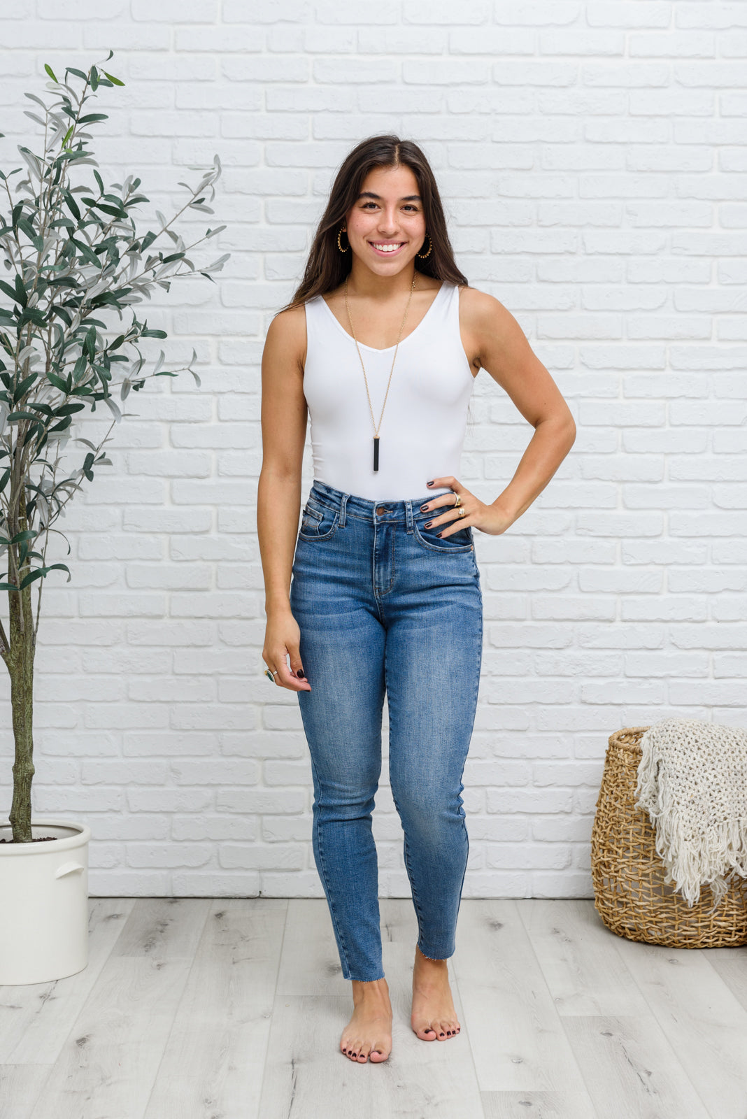 Becca Hi-Waisted Embroidered Pocket Relaxed Jeans-Denim-Inspired by Justeen-Women's Clothing Boutique in Chicago, Illinois
