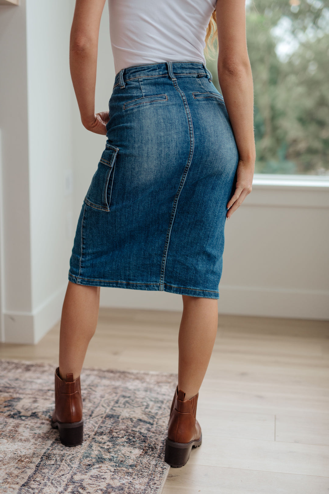 Always Be There Cargo Denim Skirt-Skirts-Inspired by Justeen-Women's Clothing Boutique in Chicago, Illinois