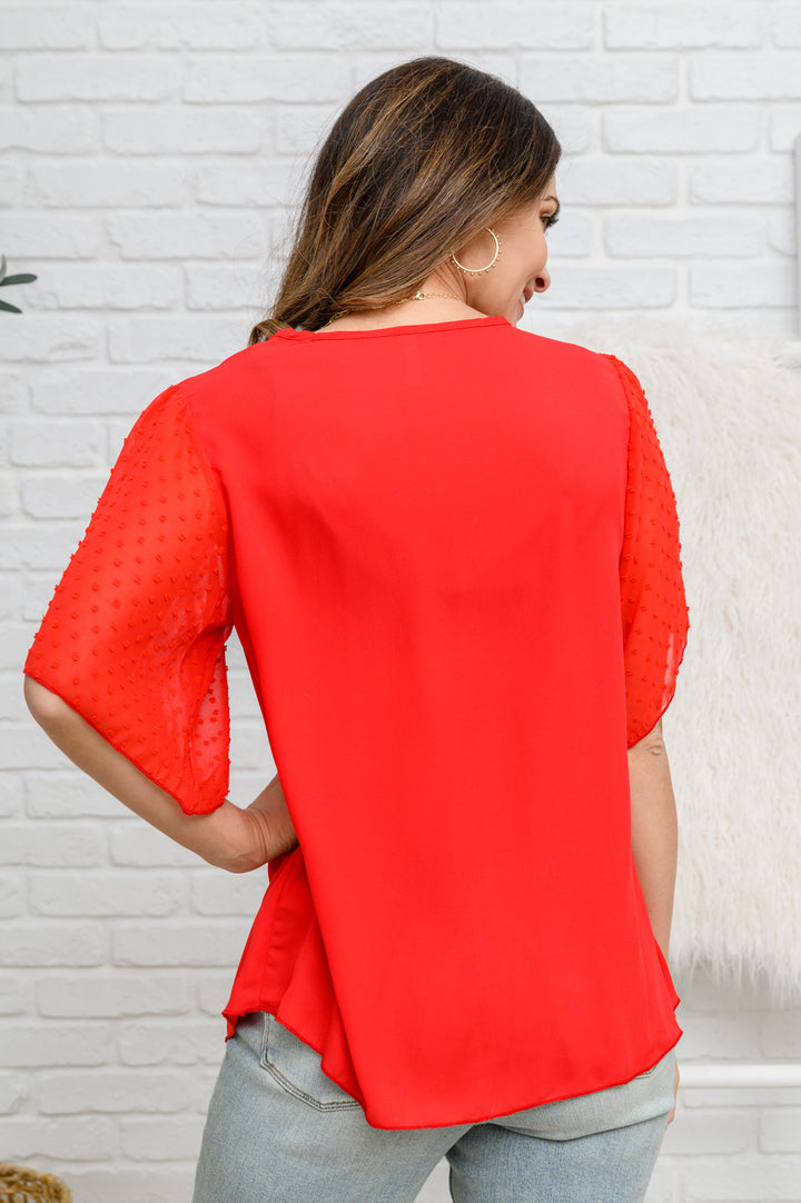 Best Of My Love Short Sleeve Blouse In Red-Tops-Inspired by Justeen-Women's Clothing Boutique in Chicago, Illinois