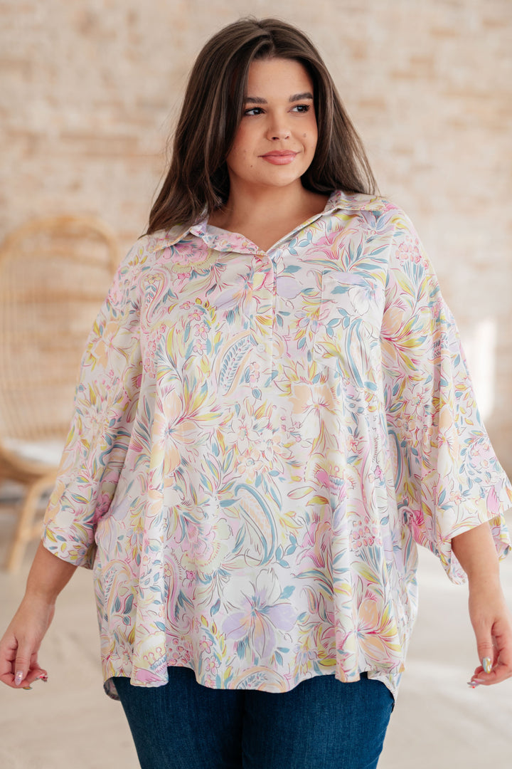 Blissful Botanicals Blouse-Short Sleeve Tops-Inspired by Justeen-Women's Clothing Boutique in Chicago, Illinois