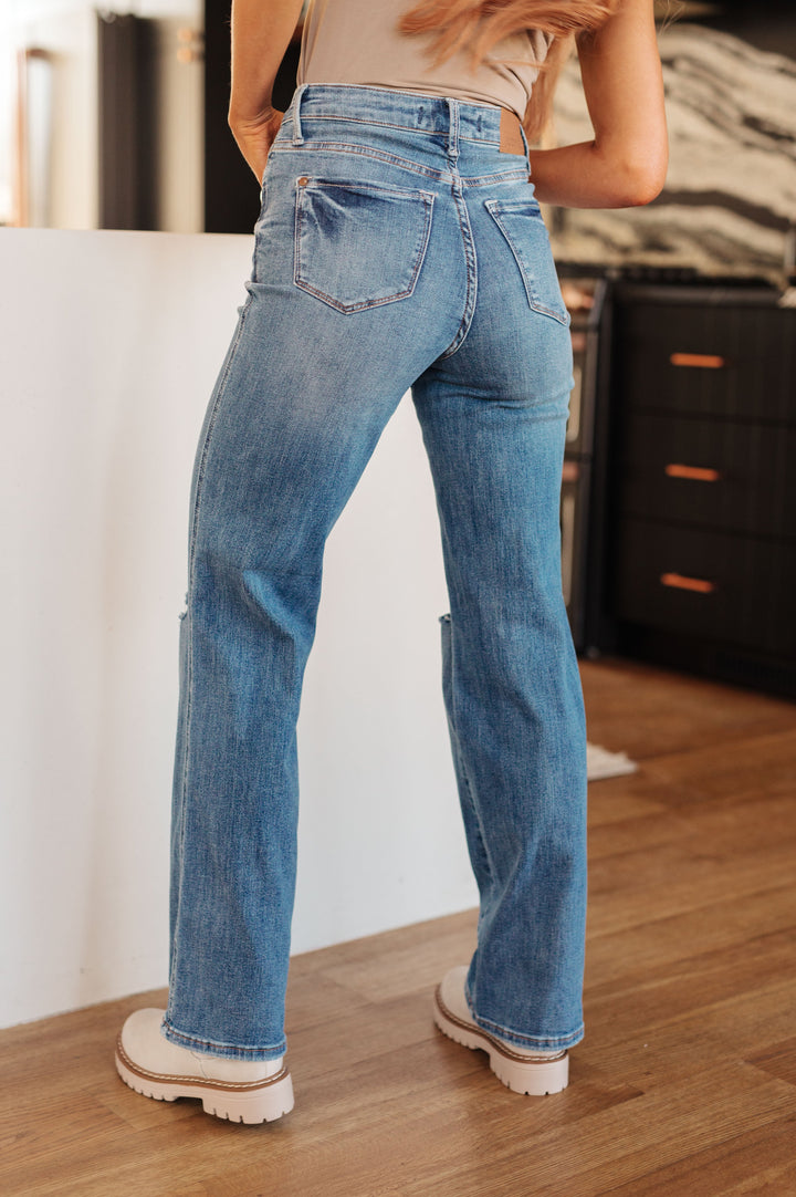 Bree High Rise Control Top Distressed Straight Jeans-Denim-Inspired by Justeen-Women's Clothing Boutique in Chicago, Illinois