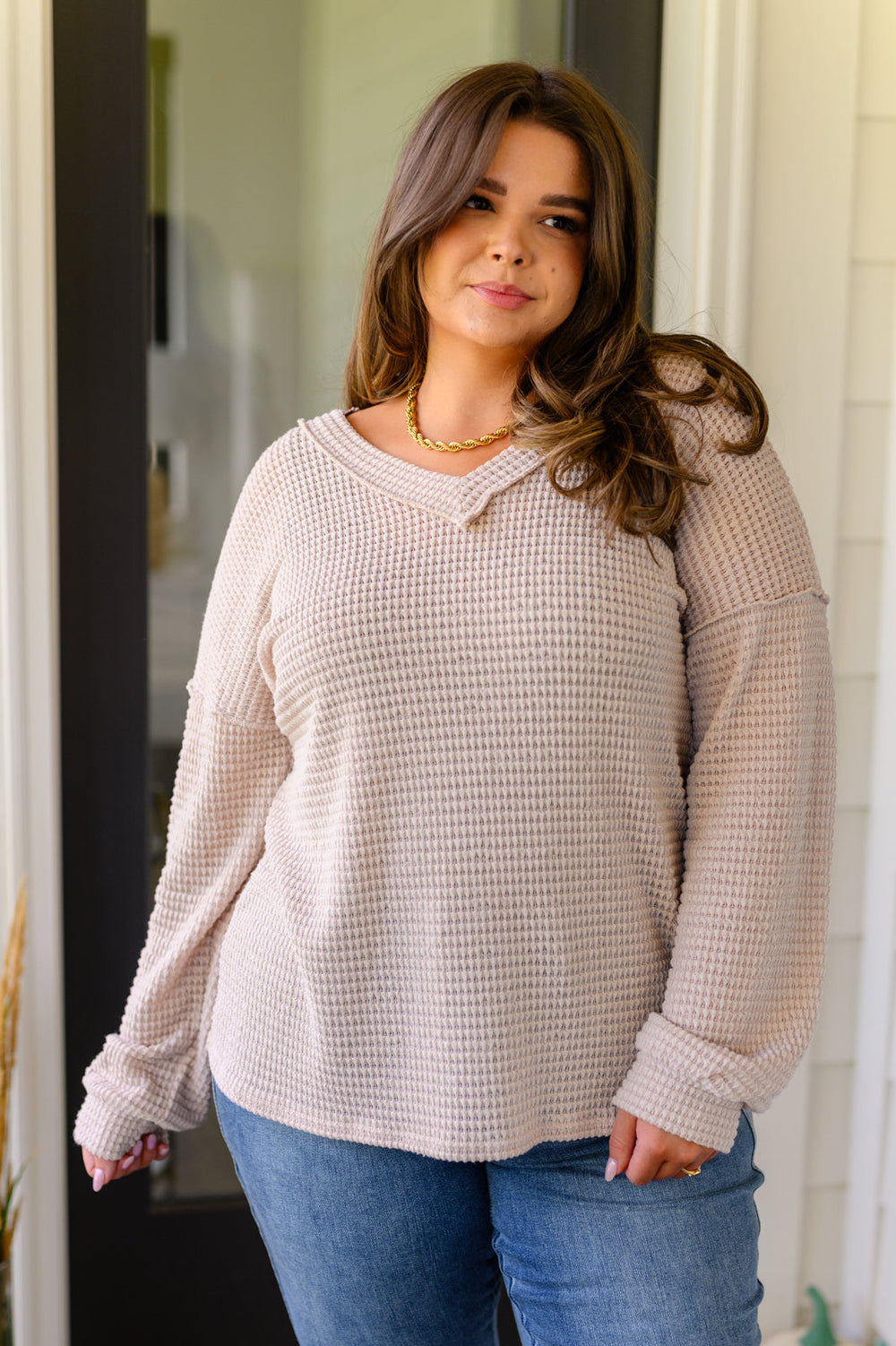 Calm In The Chaos V-Neck Sweater-Sweaters/Sweatshirts-Inspired by Justeen-Women's Clothing Boutique in Chicago, Illinois