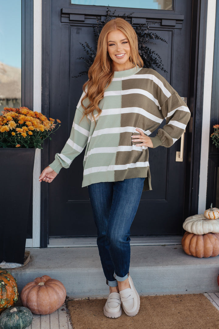 Can't Decide Color Block Striped Sweater-Sweaters/Sweatshirts-Inspired by Justeen-Women's Clothing Boutique in Chicago, Illinois