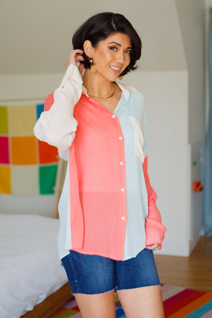 Capture The Day Two Toned Button Up-Tops-Inspired by Justeen-Women's Clothing Boutique