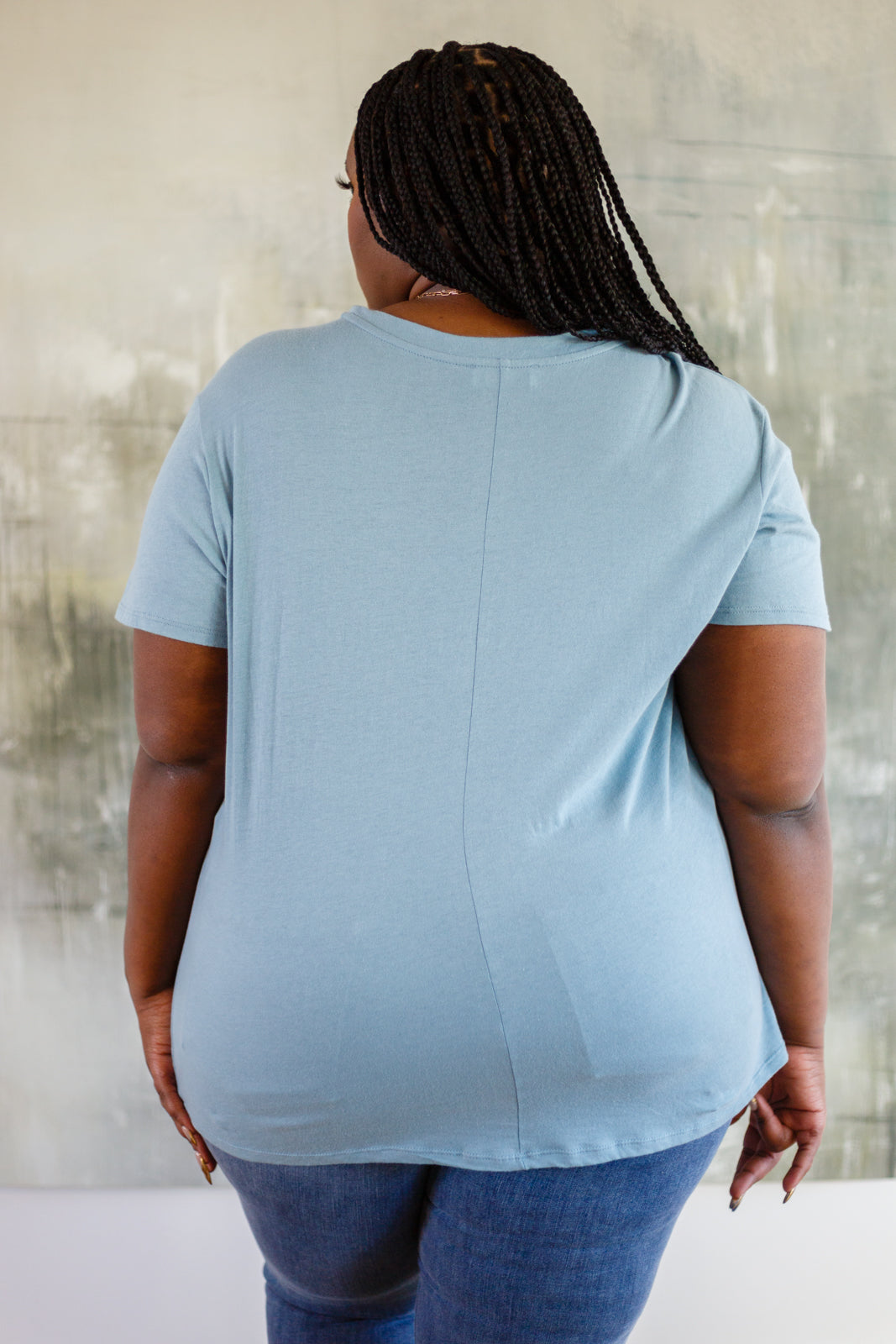 Cardinal Short Sleeve Tee in Blue Grey-Tops-Inspired by Justeen-Women's Clothing Boutique in Chicago, Illinois
