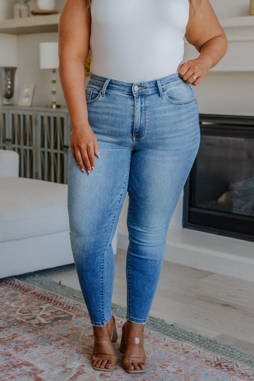 Catherine Mid Rise Vintage Skinny Jeans-Denim-Inspired by Justeen-Women's Clothing Boutique