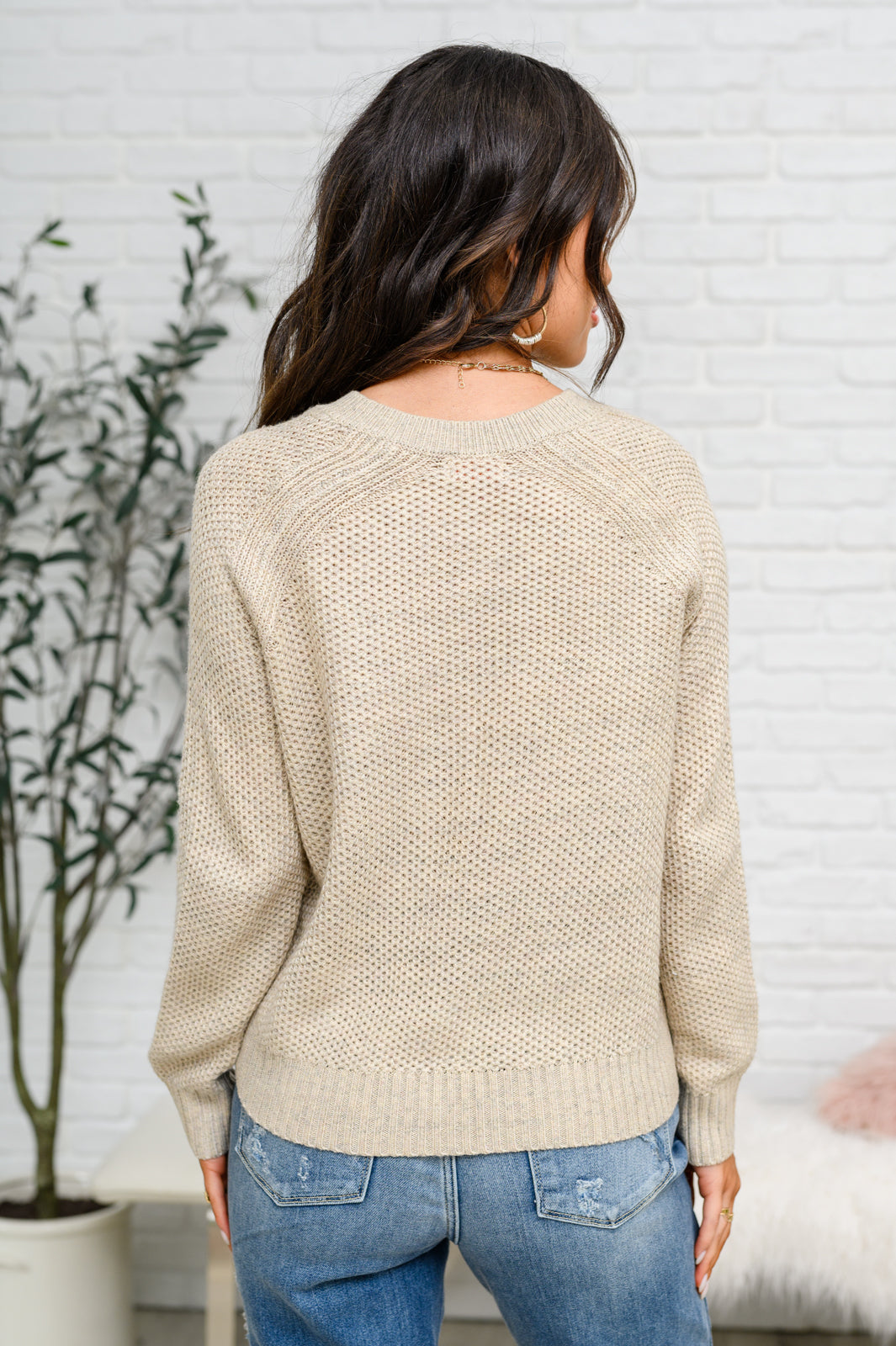 Chai Latte V-Neck Sweater in Oatmeal-Sweaters/Sweatshirts-Inspired by Justeen-Women's Clothing Boutique