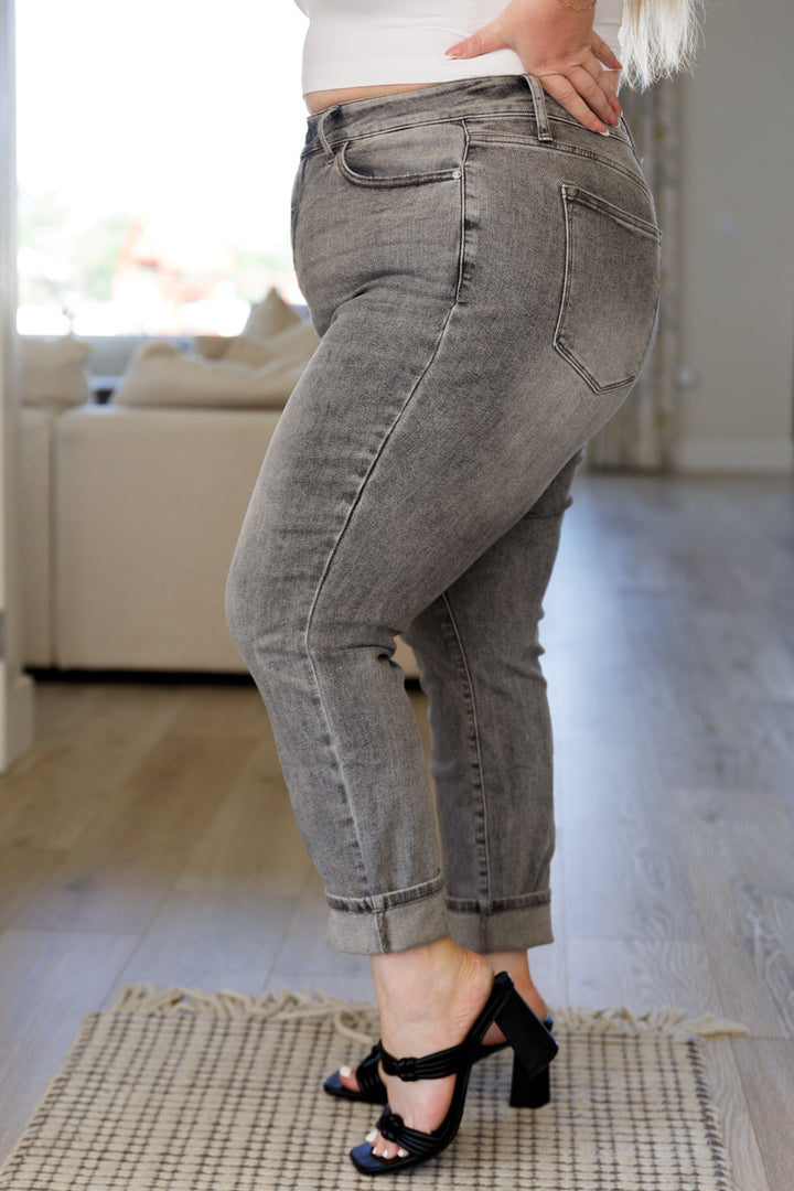 Charlotte High Rise Stone Wash Slim Jeans in Gray-Denim-Inspired by Justeen-Women's Clothing Boutique