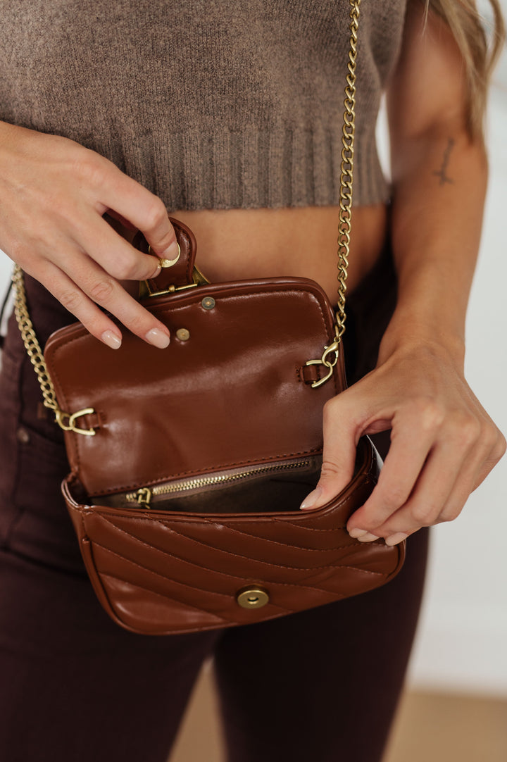 Classic Beauty Quilted Clutch in Brown-200 Purses/Bags-Inspired by Justeen-Women's Clothing Boutique