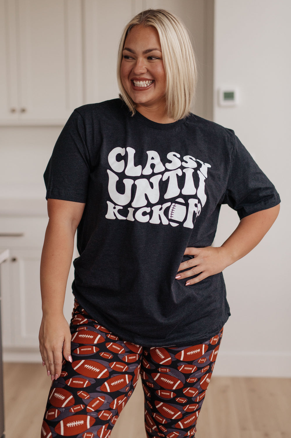 Classy Until Kickoff Tee-Short Sleeve Tops-Inspired by Justeen-Women's Clothing Boutique in Chicago, Illinois
