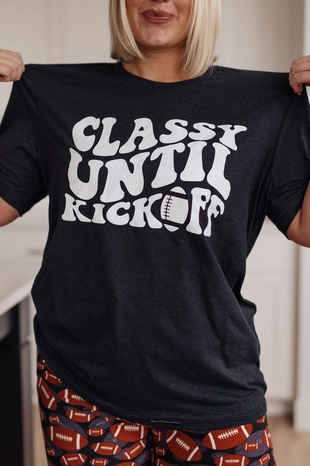 Classy Until Kickoff Tee-Short Sleeve Tops-Inspired by Justeen-Women's Clothing Boutique in Chicago, Illinois