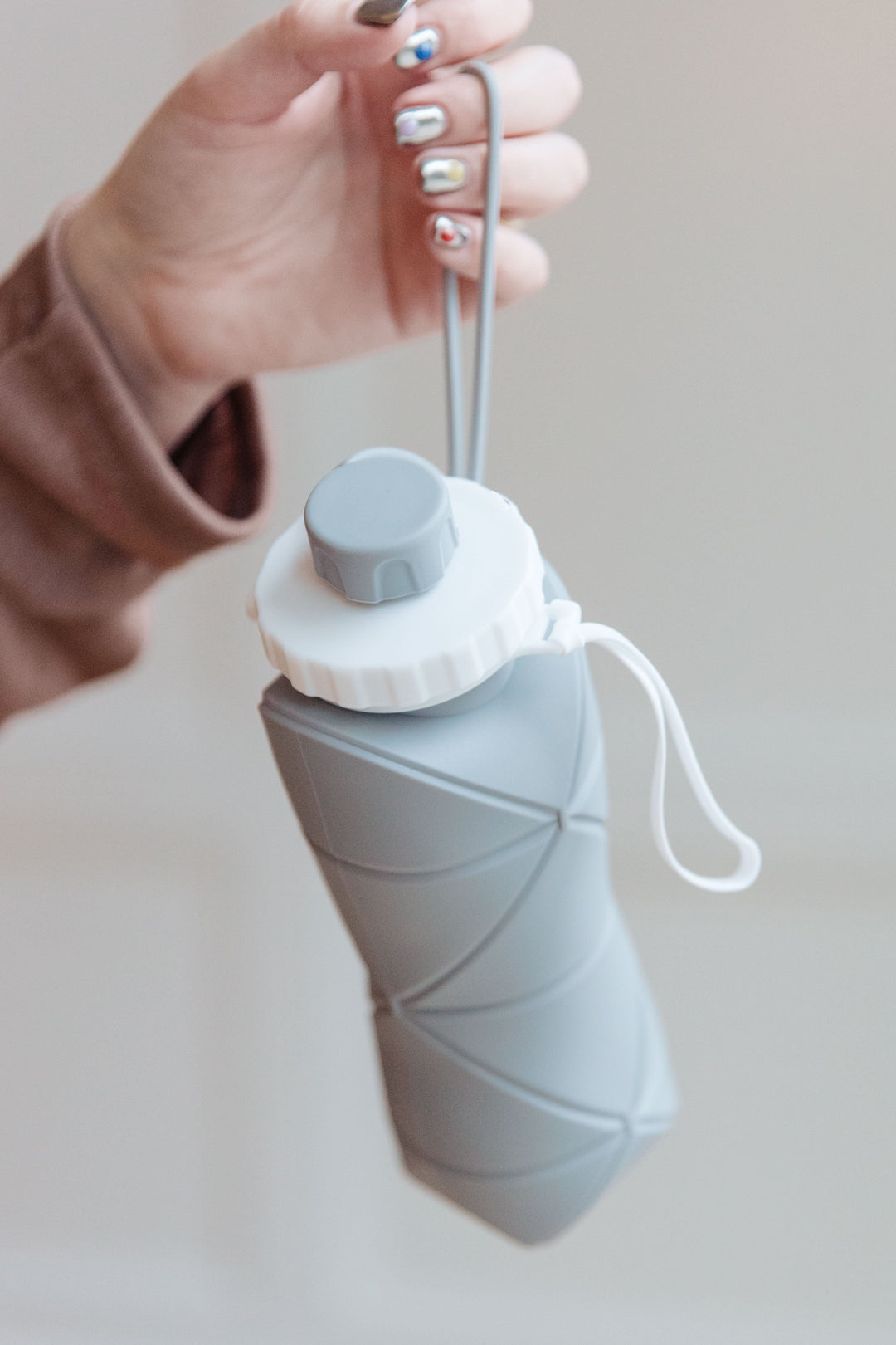 Collapsing Silicone Water Bottle in Diamond Gray-Womens-Inspired by Justeen-Women's Clothing Boutique