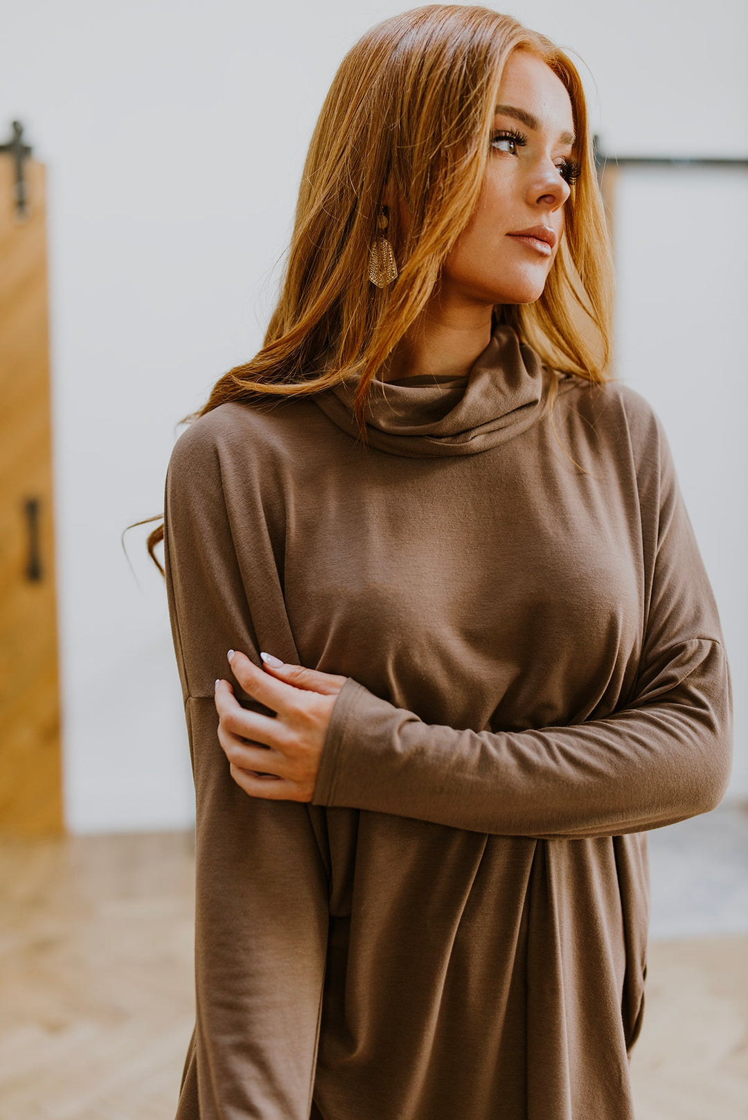 Comfort First Cowl Neck Hi-Low Long Sleeve-Tops-Inspired by Justeen-Women's Clothing Boutique in Chicago, Illinois
