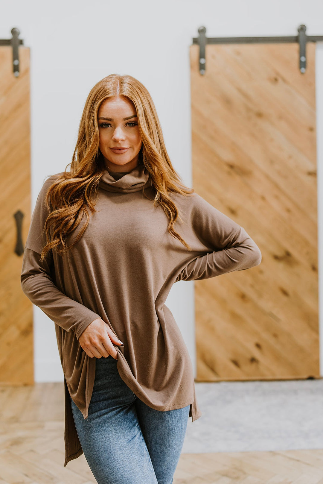 Comfort First Cowl Neck Hi-Low Long Sleeve-Tops-Inspired by Justeen-Women's Clothing Boutique in Chicago, Illinois