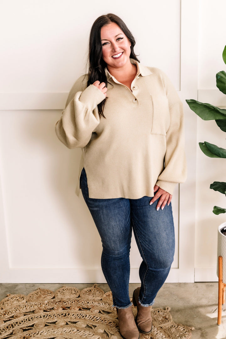 Oversized Cozy Lounge Sweater In Champagne-Sweaters/Sweatshirts-Inspired by Justeen-Women's Clothing Boutique in Chicago, Illinois