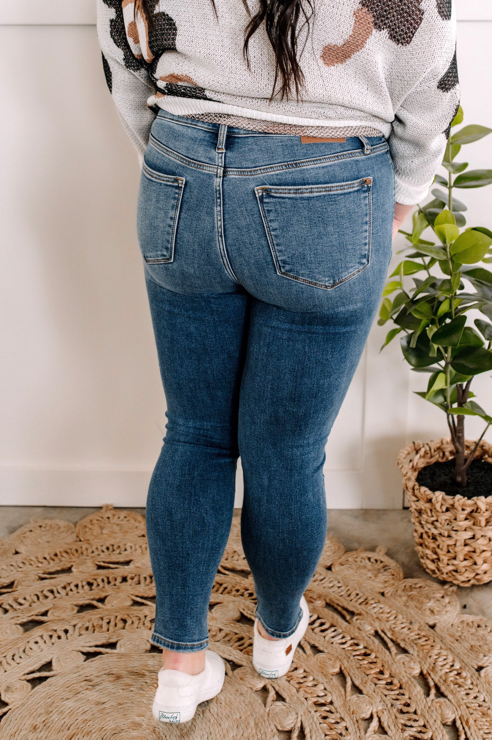 Judy Blue Thermal Skinny Jeans In Medium Wash-Denim-Inspired by Justeen-Women's Clothing Boutique in Chicago, Illinois