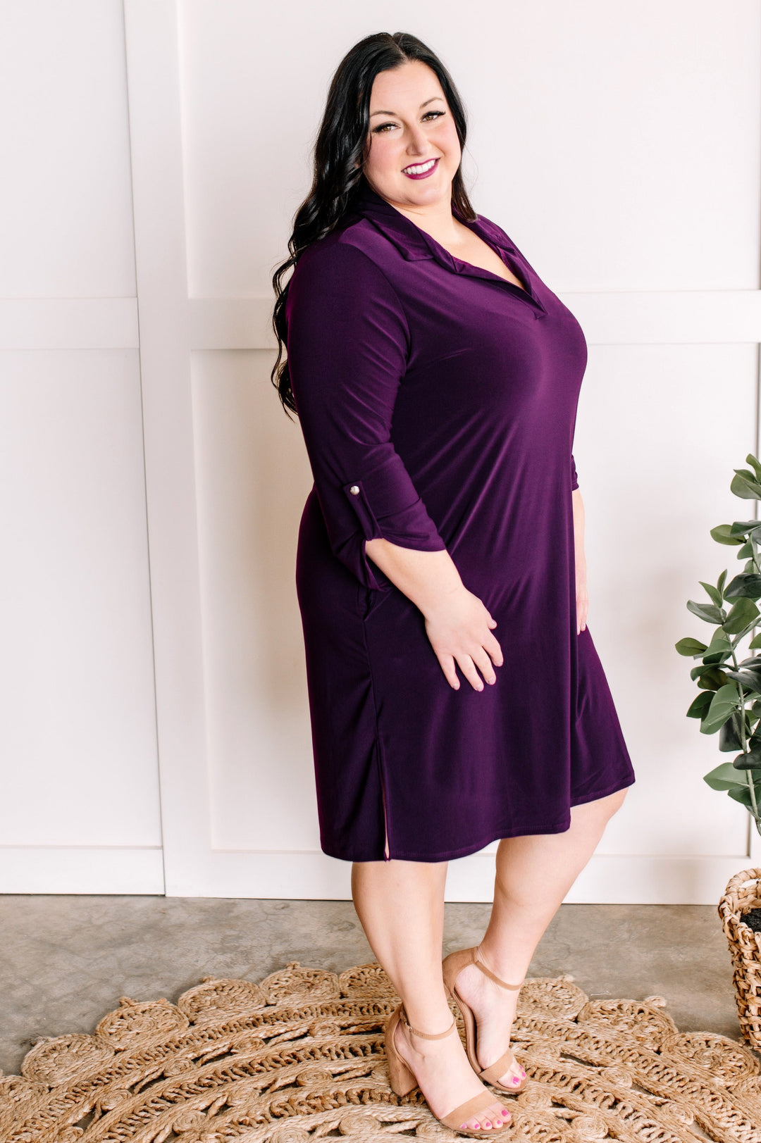 Gabby Front Dress In Dark Plum-Inspired by Justeen-Women's Clothing Boutique in Chicago, Illinois