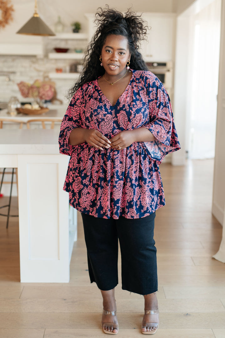 Dearest Dreamer Peplum Top in Pink Paisley-Long Sleeve Tops-Inspired by Justeen-Women's Clothing Boutique in Chicago, Illinois