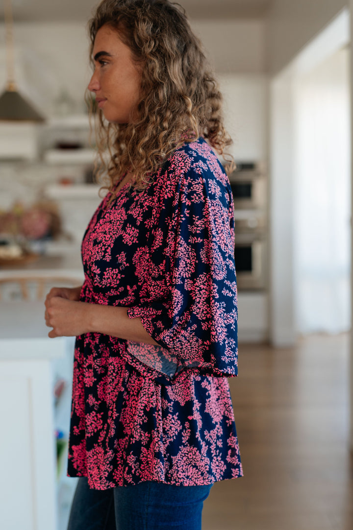 Dearest Dreamer Peplum Top in Pink Paisley-Long Sleeve Tops-Inspired by Justeen-Women's Clothing Boutique in Chicago, Illinois