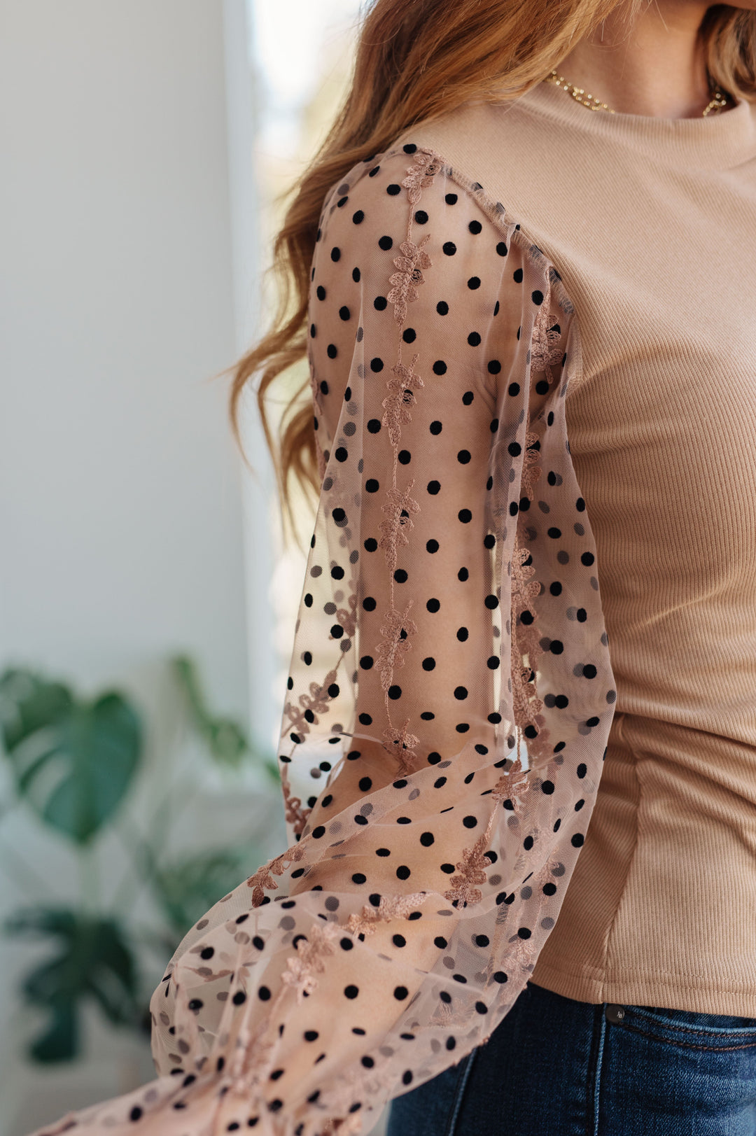 Dots on My Sleeves Blouse-Long Sleeve Tops-Inspired by Justeen-Women's Clothing Boutique in Chicago, Illinois