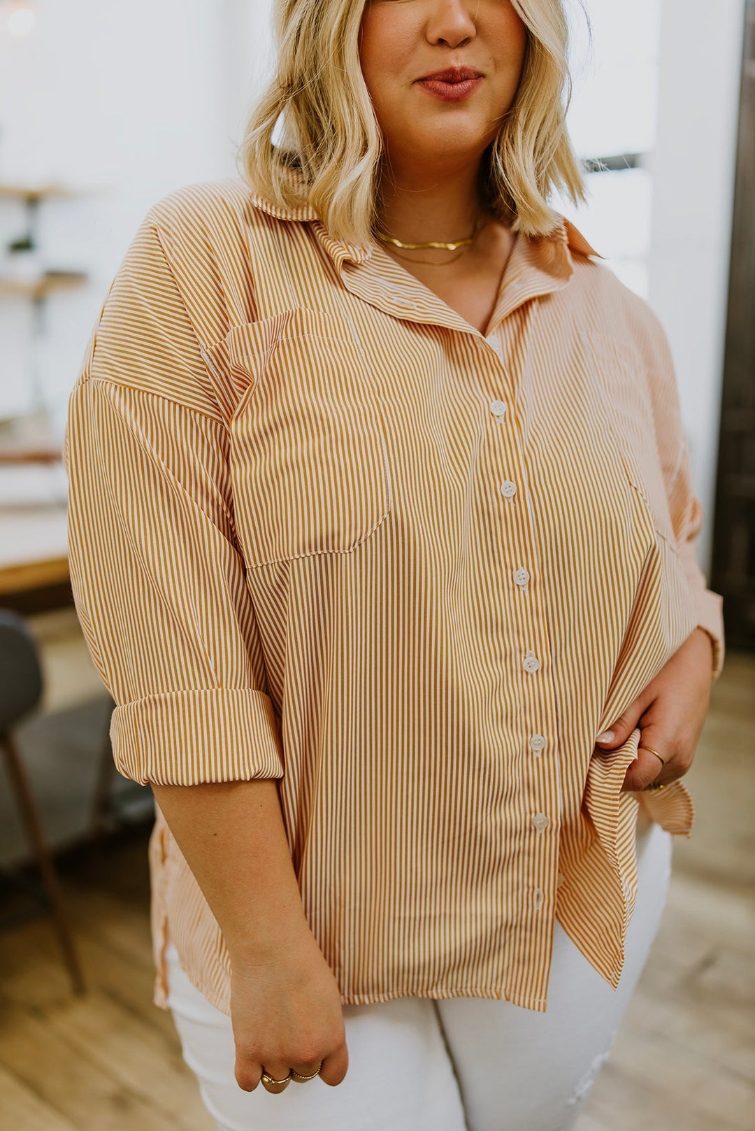 Easy On The Eyes Striped Button Up-Tops-Inspired by Justeen-Women's Clothing Boutique